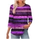 thumbnail image 2 of Heisall Women's T-Shirts Casual Abstract Striped Print Round Neck Three-Quarter Sleeve Loose Pullover 2025 New Arrival Fashionable Tops, 2 of 6