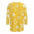 thumbnail image 5 of UVEASISHA Women Athletic Easter Tees 3/4 Sleeve Yellow Eggs Printed Tops Crew Neck Stretchy Sporty Blouses Spring Lightweight Workout Casual T-Shirts Multicolor M, 5 of 5