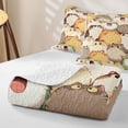 thumbnail image 4 of jejeloiu Cute Cartoon Cat Twin Quilt Set Kids,Beige Kitten Pattern Twin Coverlet Set,2-Piece, 4 of 7