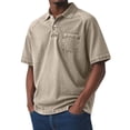 thumbnail image 2 of GUZOM Mens Polo Shirt, Soft Washed Vintage Look, Relaxed Fit Stretch Short Sleeve Casual Shirt for Men, Big & Tall Sizes S-5XL, Khaki,Size S, 2 of 6