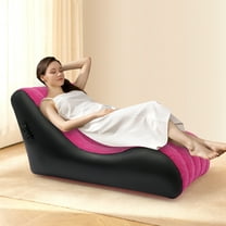 YIYIBUYS Rose-red Inflatable Sofa Air Lounger PVC Flocking Fabric Folding Sofa Bed Blow Up Couch with Air Pump for Living Room, Bedroom, Office, Travel,Camping