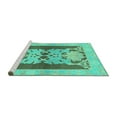 thumbnail image 2 of Ahgly Company Machine Washable Indoor Round Abstract Turquoise Blue Modern Area Rugs, 8' Round, 2 of 4