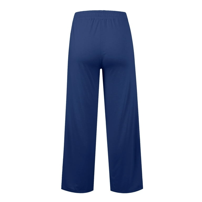 YDKZYMD Womens Wide Leg Sweatpants Drawstring with Pocket Oversized Baggy Pants Lounge Fleece Elastic Summer Jogger Pants Casual Dressy Sweatpants Dark Blue S Walmart