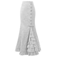 thumbnail image 1 of Falda larga retro con volantes y corte en forma de cola de pez para mujer - Diseño vintage ajustado - Tejido de poliéster - Tallas S-XXL, 1 of 3