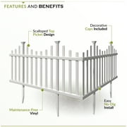 30in H x 56.5in W (2 Panels) No Dig Zippity Madison Fence Panel Kit, No Dig Fence Panels, White Vinyl Fence for Yard, Temporary Fence for Backyard, White Picket Fence Garden Border, DIY Fence ZP19001