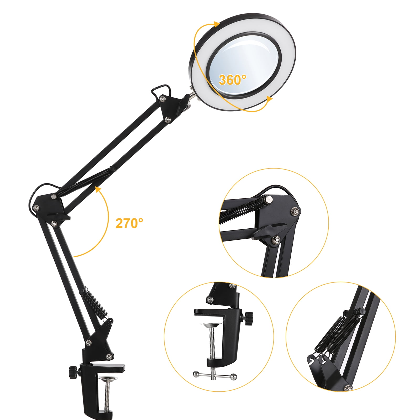 Desk lamp,Dimmable Leds 8x Arm Dimmable Clamp-on Table Lamp Color Modes 10 With 8x Arm 3 Color Modes Qahm Buzhi Huiop Dimmable L-eds 3