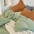 thumbnail image 3 of Simple&Opulence 100% Linen Duvet Cover Set 3pcs Natural French Basic Style Washed Flax Solid Color Breathable Soft Farmhouse Bedding with Button Closure (Sage Green, King), 3 of 8