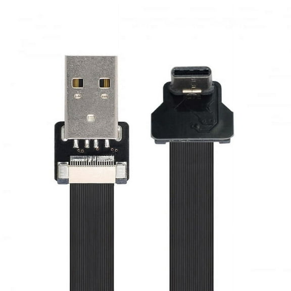 Chenyang CY Up Down Angled USB 2.0 Type-A Male to USB-C Type-C Male Data Flat Slim FPC Cable for FPV and Disk and Phone