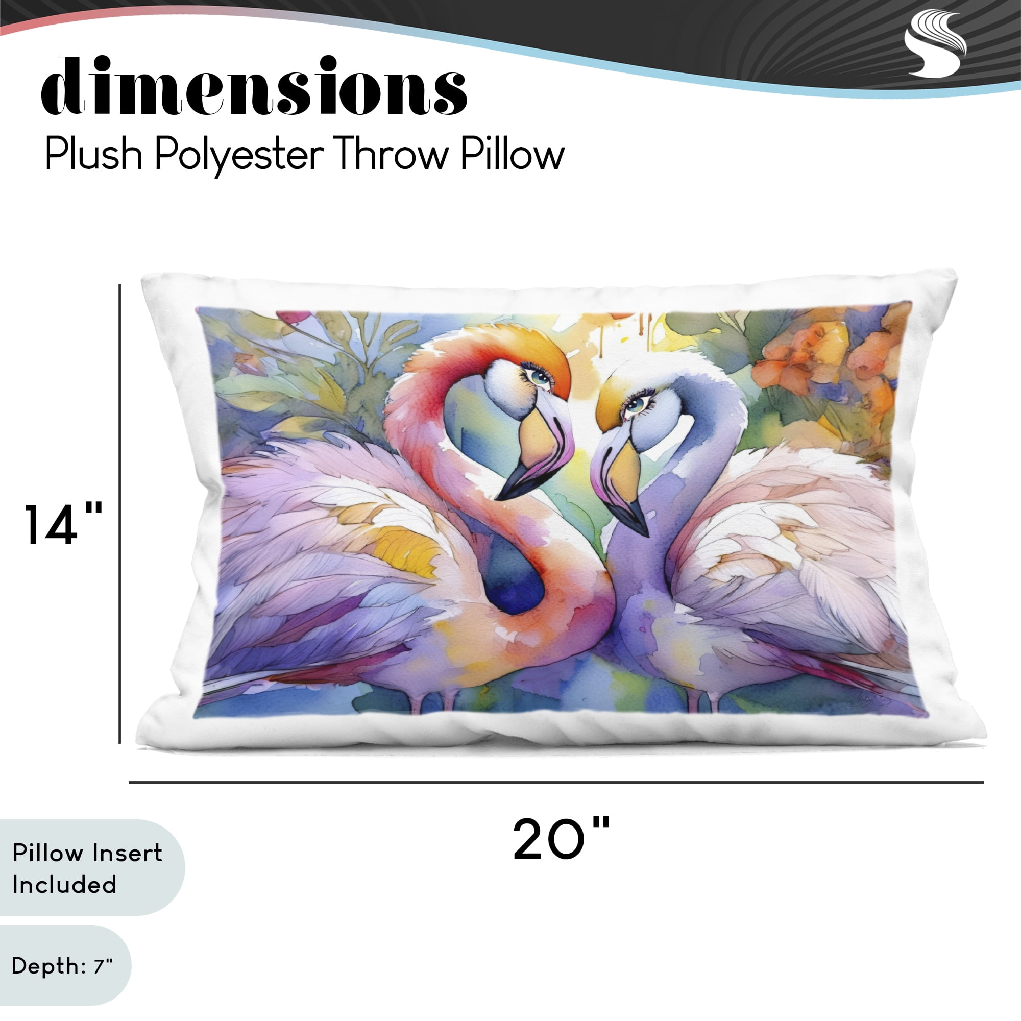 Stupell Industries Flamingo Love Pair Decorative Printed Throw Pillow, design by Shelly Craig, 14 x 7 x 20