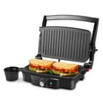 thumbnail image 1 of Panini Maker, iSiLER 4 Slice Panini Press Grill, Sandwich Maker with 2 Removable Drip Tray, Non-Stick Coated Plates, Opens 180 Degrees for Panini, Grilled Burgers, Steaks, Bacon, 1 of 5