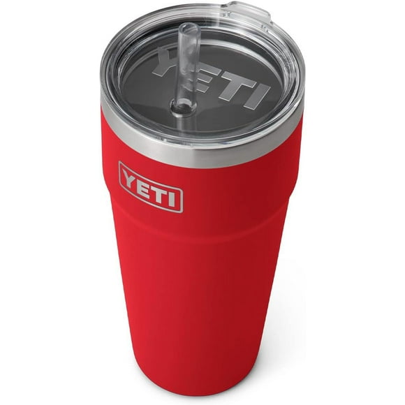 YETI Rambler 26 oz Straw Cup, Vacuum Insulated, Stainless Steel with Straw Lid, Rescue Red