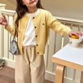 thumbnail image 5 of YunPes Girls Cable Knit Cardigan Button-Up Long Sleeve Crewneck Letter Sweaters School Uniform Knit Tops for Toddler Teens, 5 of 9