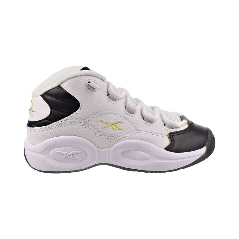 Reebok Question Mid Black Toe Little Kids Shoes White Black Gold Met eg6276 Walmart