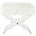 thumbnail image 4 of Brayden Faux Fur Acrylic X-Leg Ottoman , Cream White, 4 of 8