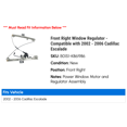 thumbnail image 2 of Front Right Window Regulator - Compatible with 2002 - 2006 Cadillac Escalade 2003 2004 2005, 2 of 2