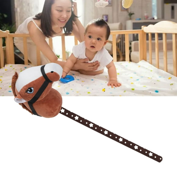 28in Riding Stick, Outdoor Stick Horse With Wood Wheels Real Neighing And Galloping Sounds Plush Toy Stick Horse With Sound Toy