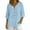 Sky Blue, variant on Womens Cotton Linen Tops 3/4 Sleeve V Neck Button Down Henley Shirts for Women Casual Loose Summer Vacation Beach Blouse