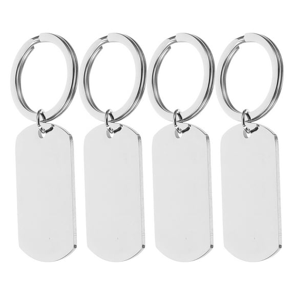 HIAKDOFT 4Pcs Metal Keychain Blanks Stainless Steel Minimalist Design For Diy Lovers And Engraving Projects
