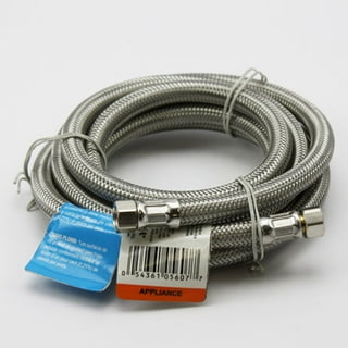 Highcraft 2668-NL Lead Free Stainless Steel Braided Ice Maker Supply Line  with Two 1/4 Fittings on Both Ends, 96 