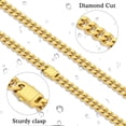 thumbnail image 4 of Tilga Christmas gift, silver/14K gold plated men's necklace, 5mm/7mm/9mm stainless steel Cuban chain necklace, men's necklace length 18-24 inches., 4 of 6