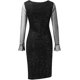 thumbnail image 4 of Women's Short Sleeve Dress Sexy Mesh Sequins Long V-Neck Split Midi Party Clubwear Dress S-2X, 4 of 4