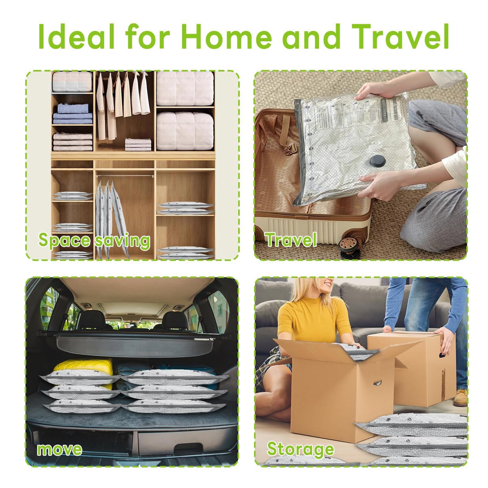 Cordless Travel Vacuum Bag Set, Waterproof Packing Compression Bags,Reusable Space with Rechargeable Air Pump for Moving & Seasonal Clothing Storage