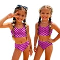 thumbnail image 3 of CCRFTGI Swimsuit for Kids Girls Size 7-8 2 Piece Set Swimming Bikinis Beach Holiday Bathing Suits Summer Cute Polka Dots Girls Clothes Tankini Swimsuits Swimwear Hot Pink 3-4 Years, 3 of 9