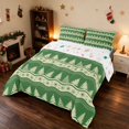 thumbnail image 3 of Manfei Christmas Tree Full Size Comforter Sets Green Bedding Comforter Set, Coral White 3 Pieces 1 Comforter and 2 Pillowcases, Xmas Reversible, 3 of 6