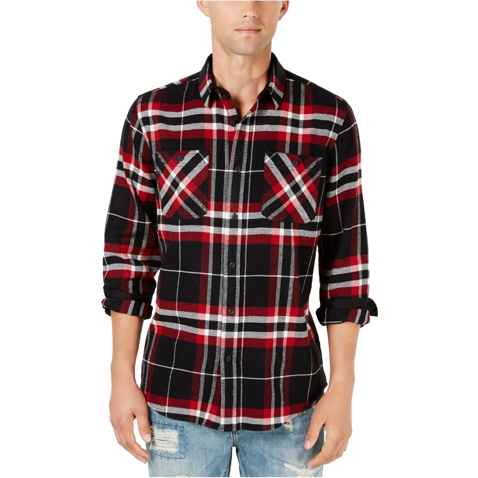 American Rag - American Rag Mens Chip Plaid Flannel Button Up Shirt ...