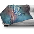 thumbnail image 3 of Flamingo Soft Flannel Fleece Throw Blanket, Flamingos with Exotic Hawaiian Leaves Flowers on Striped Vintage Background, Cozy Plush for Indoor and Outdoor Use, 50" x 70", Green Pink A1, 3 of 5
