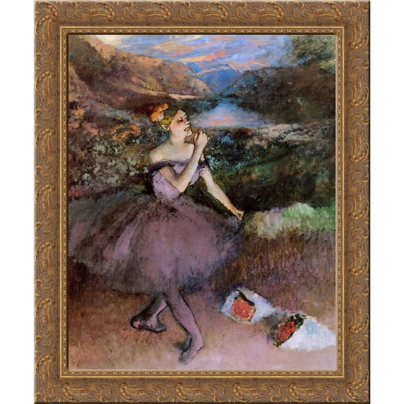 Dancer with Bouquets 24x20 Gold Ornate Wood Framed Canvas Art by Edgar Degas