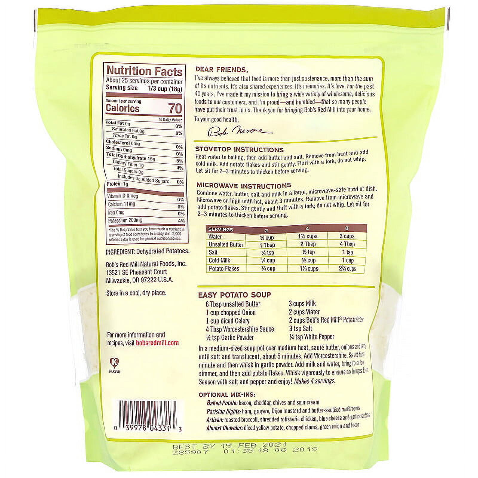 Bob's Red Mill, Potato Flakes, Instant Mashed Potatoes, 16 oz Pack of 3