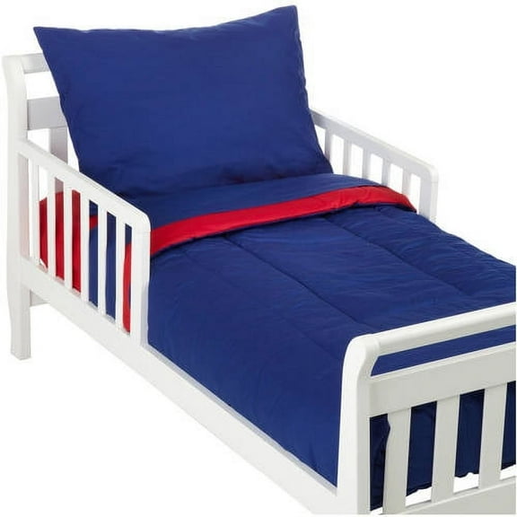 American Baby Company 100% Cotton Percale 4-Piece Toddler Bedding Set, Red/Royal, for Boys