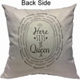 thumbnail image 2 of Here Sits The Queen Decorative Pillow Case Crown Heart Bowknot Flowers Wreaths Leafs Throw Pillow Cover Home Decor Cotton Linen Square Cushion Cover for Couch Bed Sofa 16X16 Inch, 2 of 5