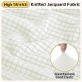 thumbnail image 4 of Funda de otomana cuadrada, funda de otomana de jacquard con fondo elástico para sala de estar (blanco, tamaño grande), 4 of 7