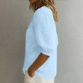 thumbnail image 4 of Vrorvz Printed Top Womens 3/4 Sleeve Button down Collared Tops Summer Business Blouses Casual Work Outfit, 4 of 5