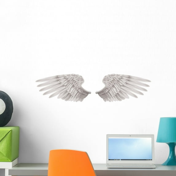 White Wings Wall Mural Decal Sticker, Wallmonkeys Peel & Stick Vinyl Graphic (24 in W x 6 in H)