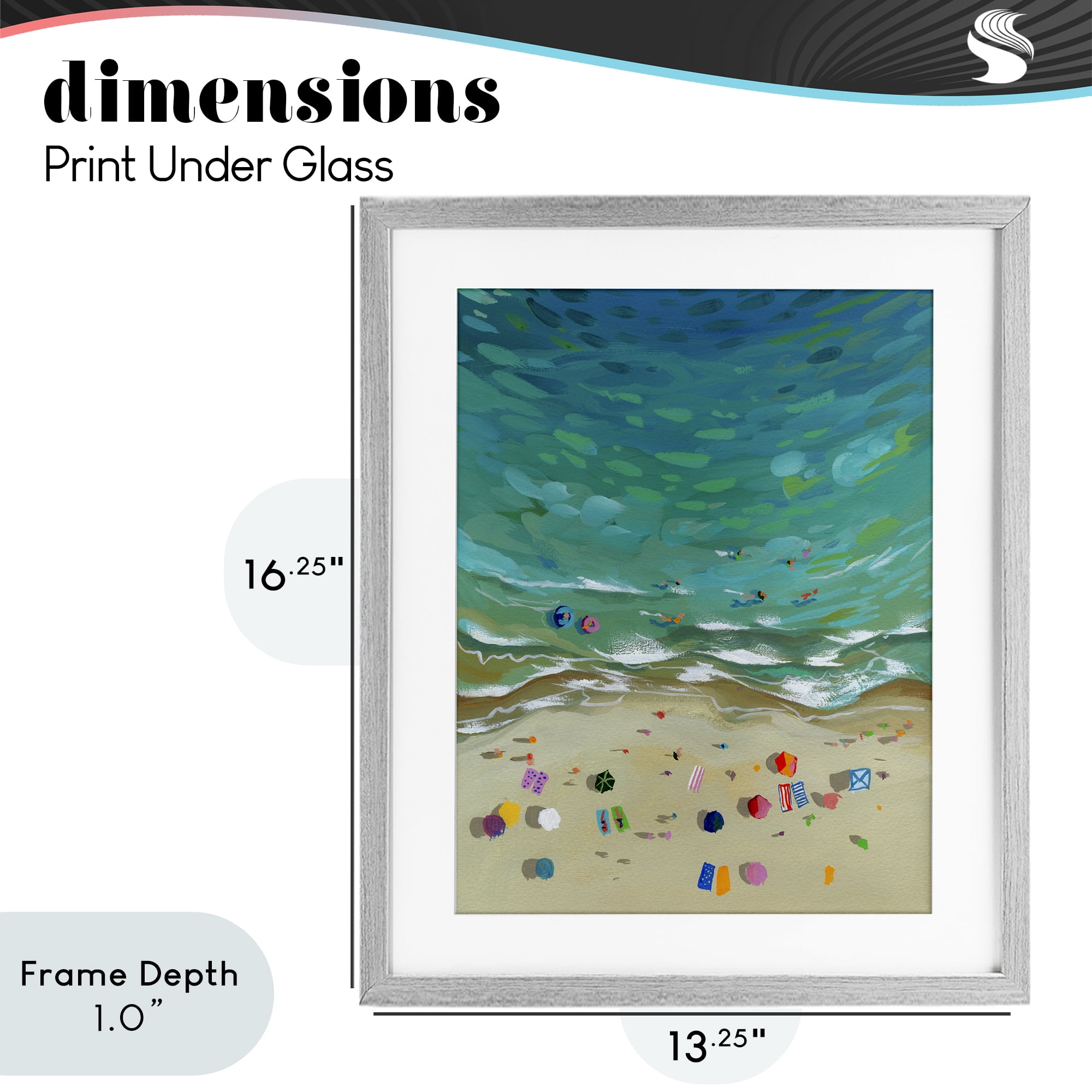 Stupell Industries Aerial Beachside with Umbrellas Gray Framed Print Under Glass, design by Brook Page