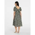 thumbnail image 5 of Time and Tru Women's and Women's Plus Cotton Back Tie Midi Dress with Short Puff Sleeves, Sizes XS-4X, 5 of 5
