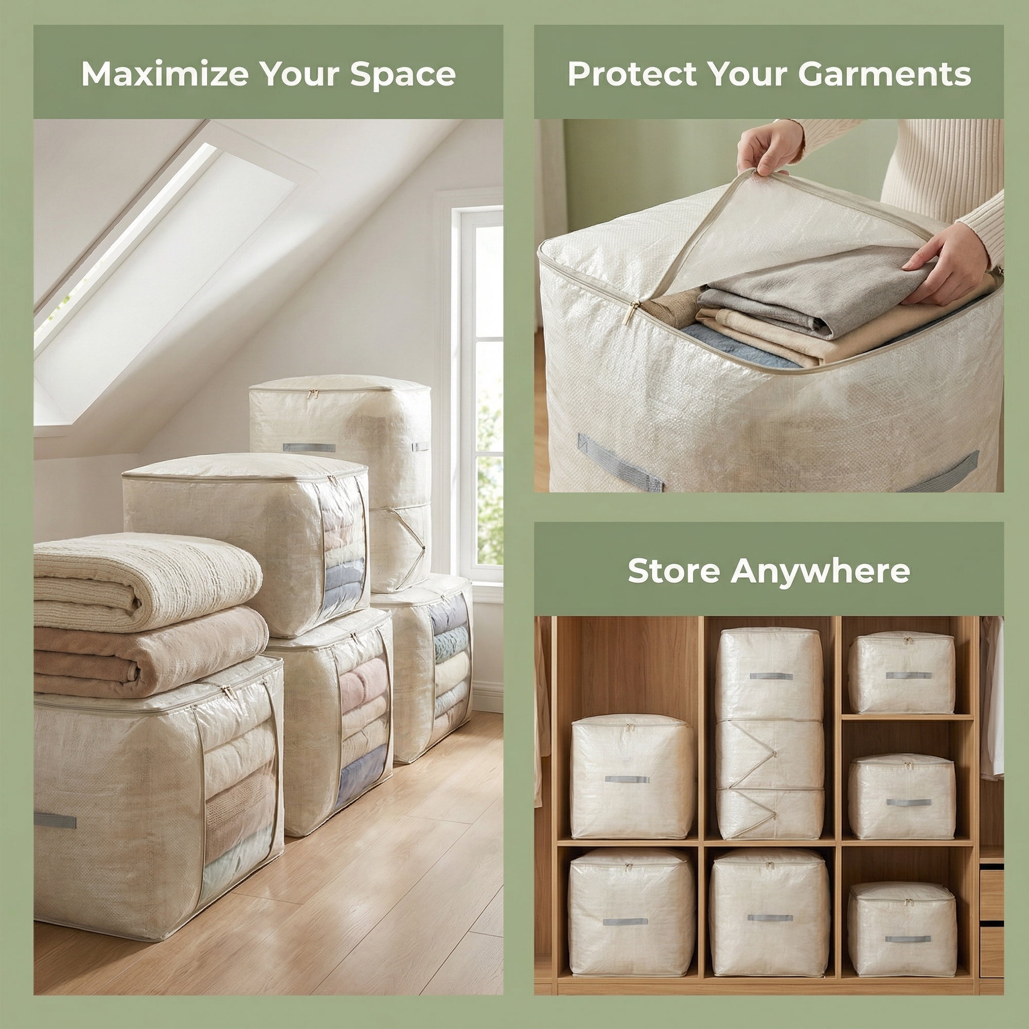 Unique Bargains Portable Storage Bags for Organizing Clothing Grey 19.7"x16.5"x35.4"