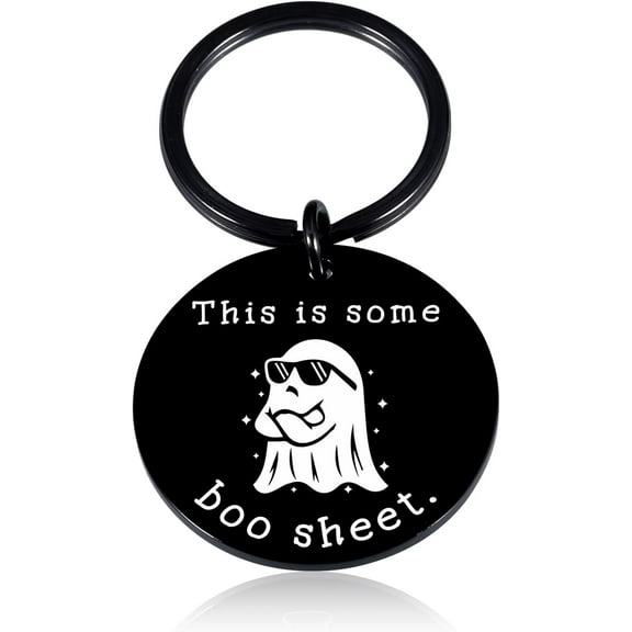 Basket Gifts for Her Him Spooky Keychain Stuffers for Women Men Christmas Stocking Stuffers for Teen Boys Girls This is Some Boo Sheet Keychain for Son Daughter Birthday Valentines Gift for Friend
