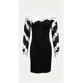 thumbnail image 2 of Women’s Black Lace Off Shoulder Bodycon Mini Dress Long Sleeve Gothic Party Dress with White Lace Trim Scalloped Edge and Sheer Lace Sleeves, 2 of 3