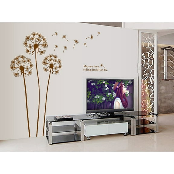 Three Dandelions in the Wind Wall Decal - DIY PVC Removable Transparent Film Mural Art for Living Room, Bedroom, Kids’ Room & Nursery