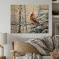 thumbnail image 2 of Designart "Winter Wonderland Cardinal Red Bird in Canada I" Animals Print on Natural Pine Wood, 2 of 5