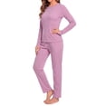 thumbnail image 4 of MOSHU Womens Pajama Sets Two Piece Thermal Underwear for Women Crew Neck Long Sleeve Tops and Leggings Lounge Sets, 4 of 12