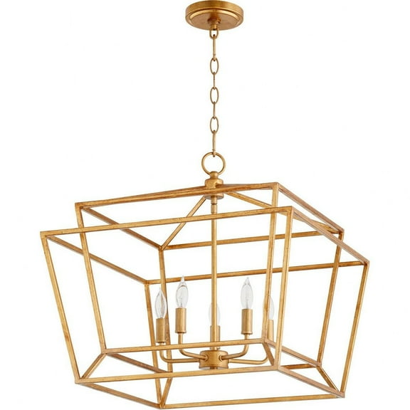 8407-5-74-Quorum Lighting-Monument - 5 Light Nook Pendant in Transitional style - 21 inches wide by 20 inches high-Gold Leaf Finish    -Traditional