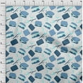 thumbnail image 4 of oneOone Silk Tabby Teal Blue Fabric Food Diy Clothing Quilting Fabric Print Fabric By Yard 42 Inch Wide, 4 of 6