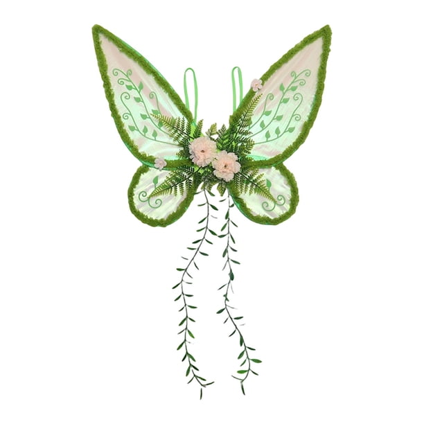 Ala de mariposa decorativa y versátil, para princesas, para disfraces, actuaciones en el escenario. Corona de varita verde NO