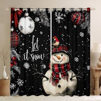 Homewish Cartoon Snowman Curtains Pack of 2 (42x84 Each) For Preppy Children Kids,Merry Christmas Curtains Blackout,Happy Winter Xmas Bedroom Curtains,Luxury Bedroom Decor