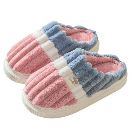 

Youmylove Couples Women Slippers Slip-On Furry Plush Flat Home Winter Open Toe Keep Warm Slippers Shoes Comfort Cozy Leisure Daily Walking